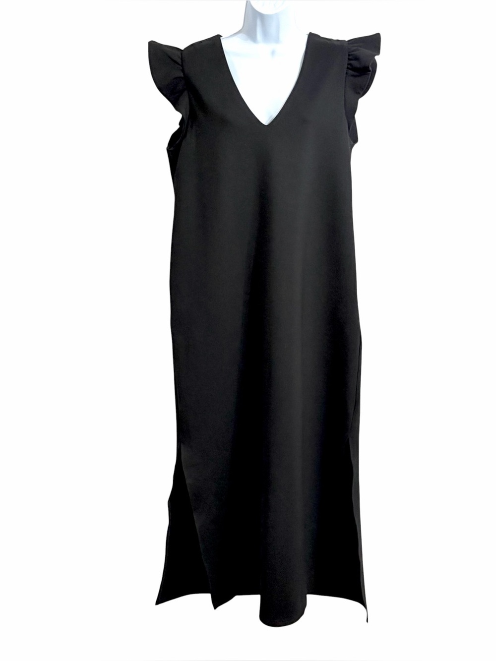 Tuckernuck Pomander Place Flutter Sleeve Miko Maxi Dress L Black NWT Elegant